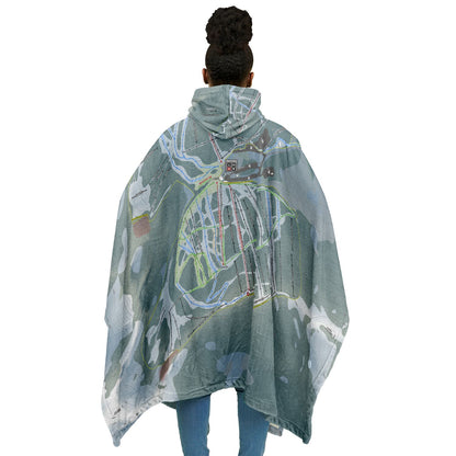Whitewater, British Columbia Ski Resort Map Flannel Blanket Poncho