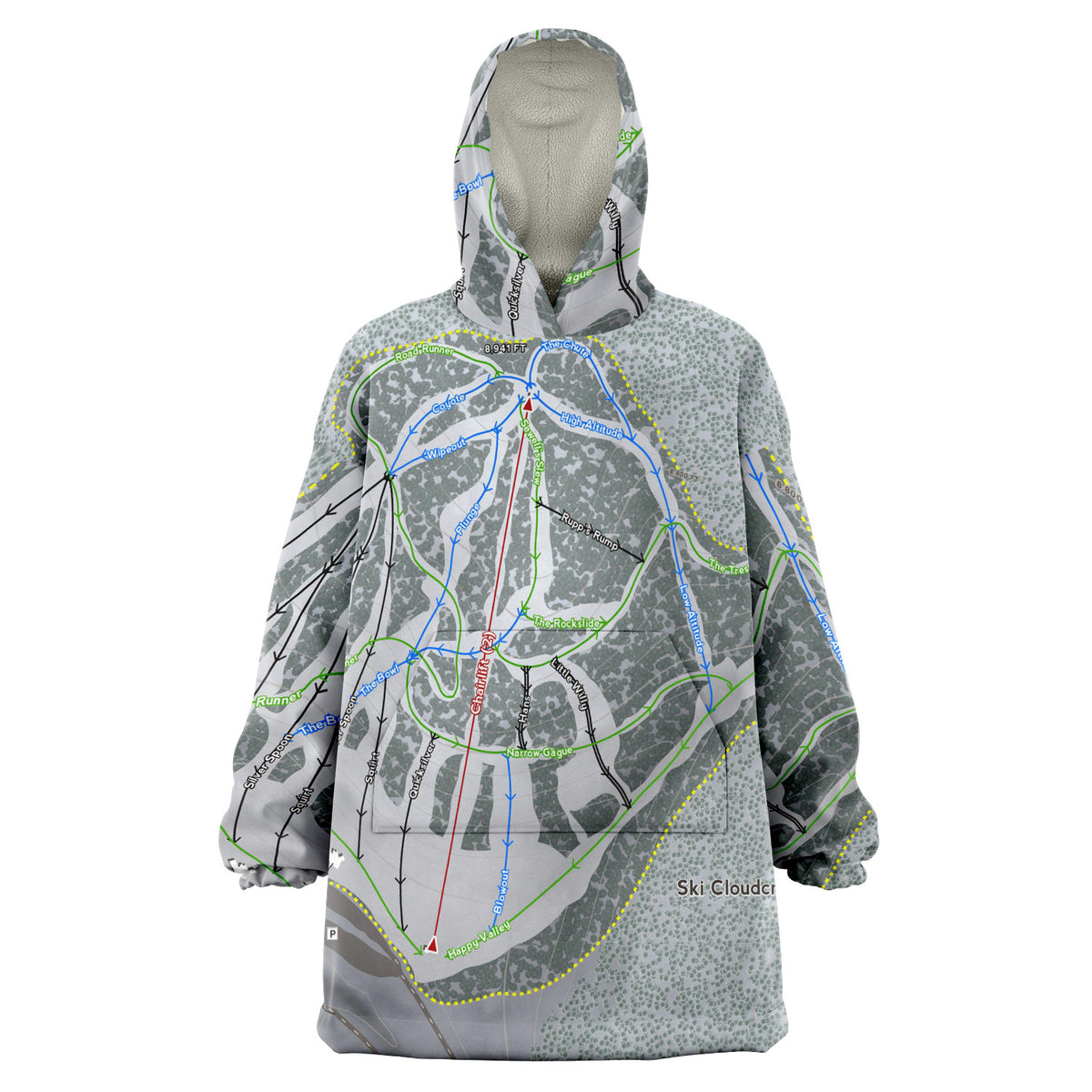 Ski Cloudcroft, New Mexico Ski Trail Map - Snug Hoodie