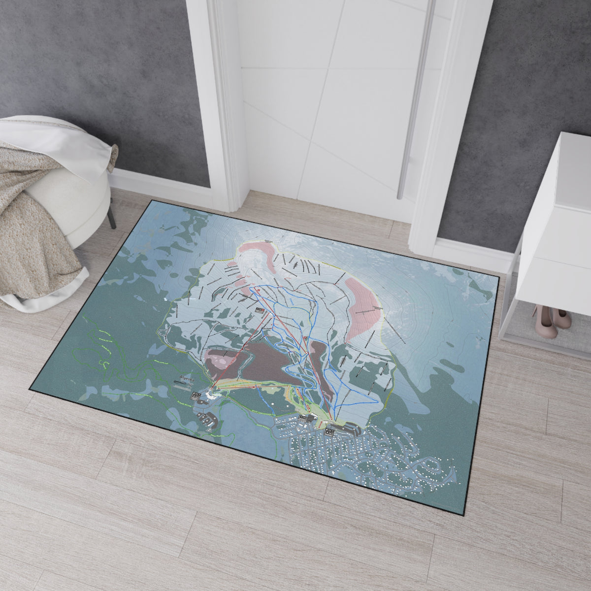 Alyeska, Alaska Ski Resort Map Heavy Duty Floor Mat