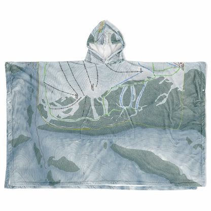 Soldier Mountain, Idaho Ski Resort Map Flannel Blanket Poncho