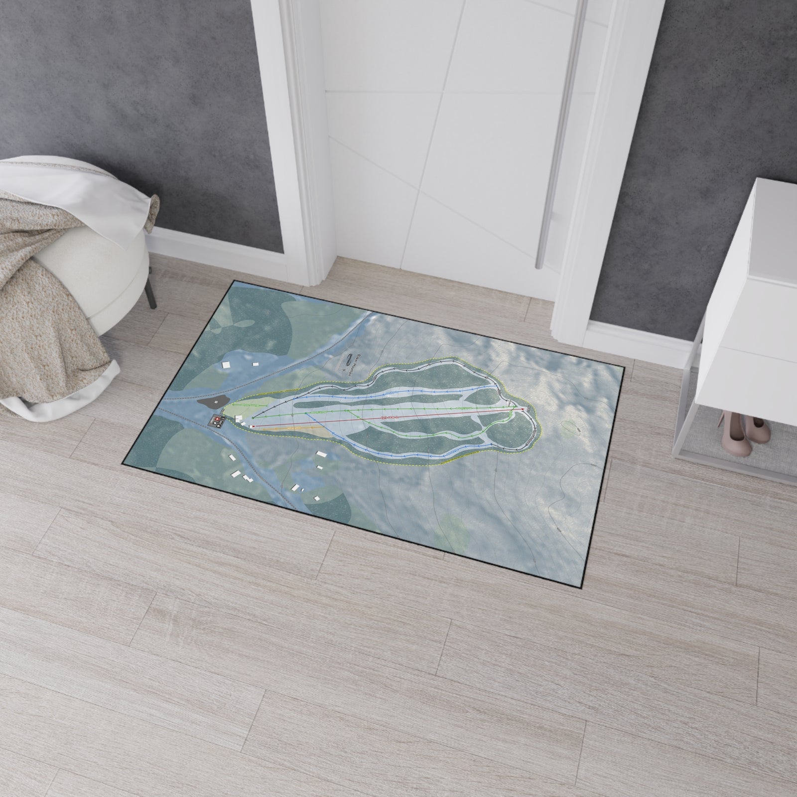 Baker Mountain, Maine Ski Resort Map Heavy Duty Floor Mat