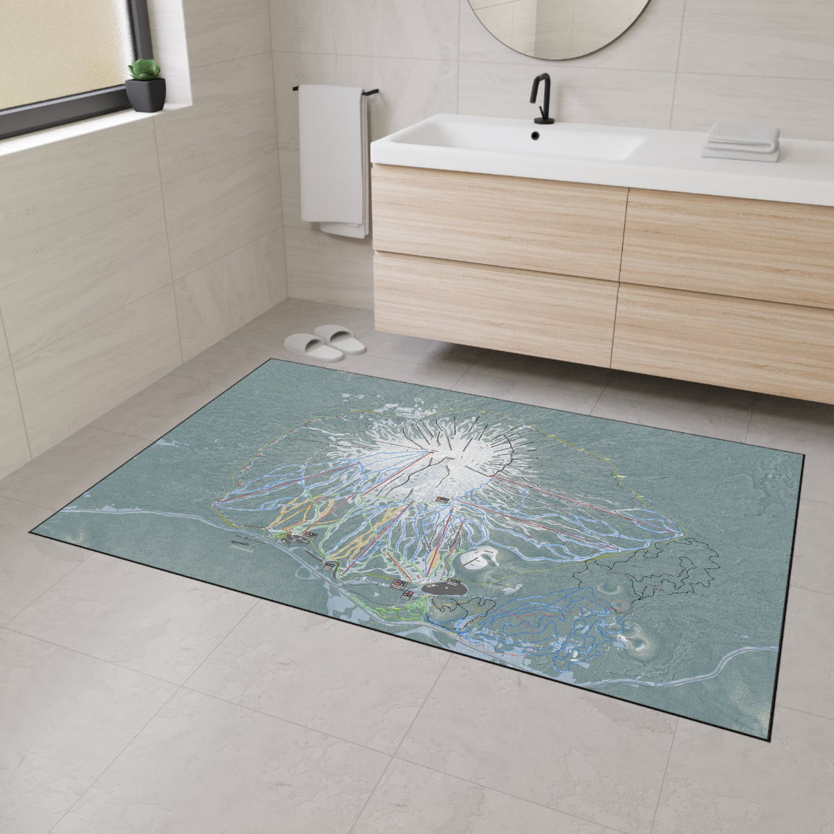 Mt Bachelor, Oregon Ski Resort Map Heavy Duty Floor Mat