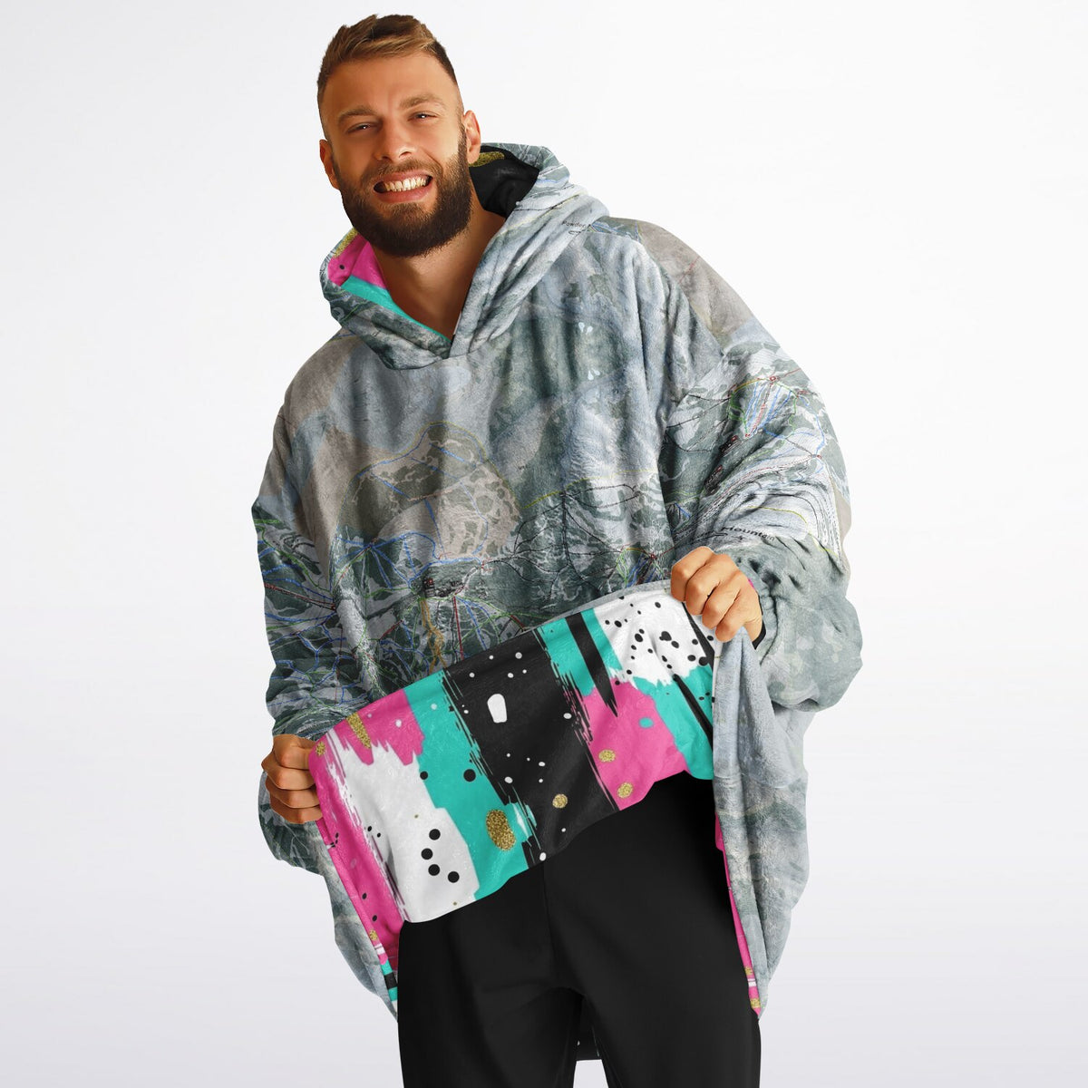 Powder Mountain, Utah Ski Resort Map Reversible Snug Hoodie