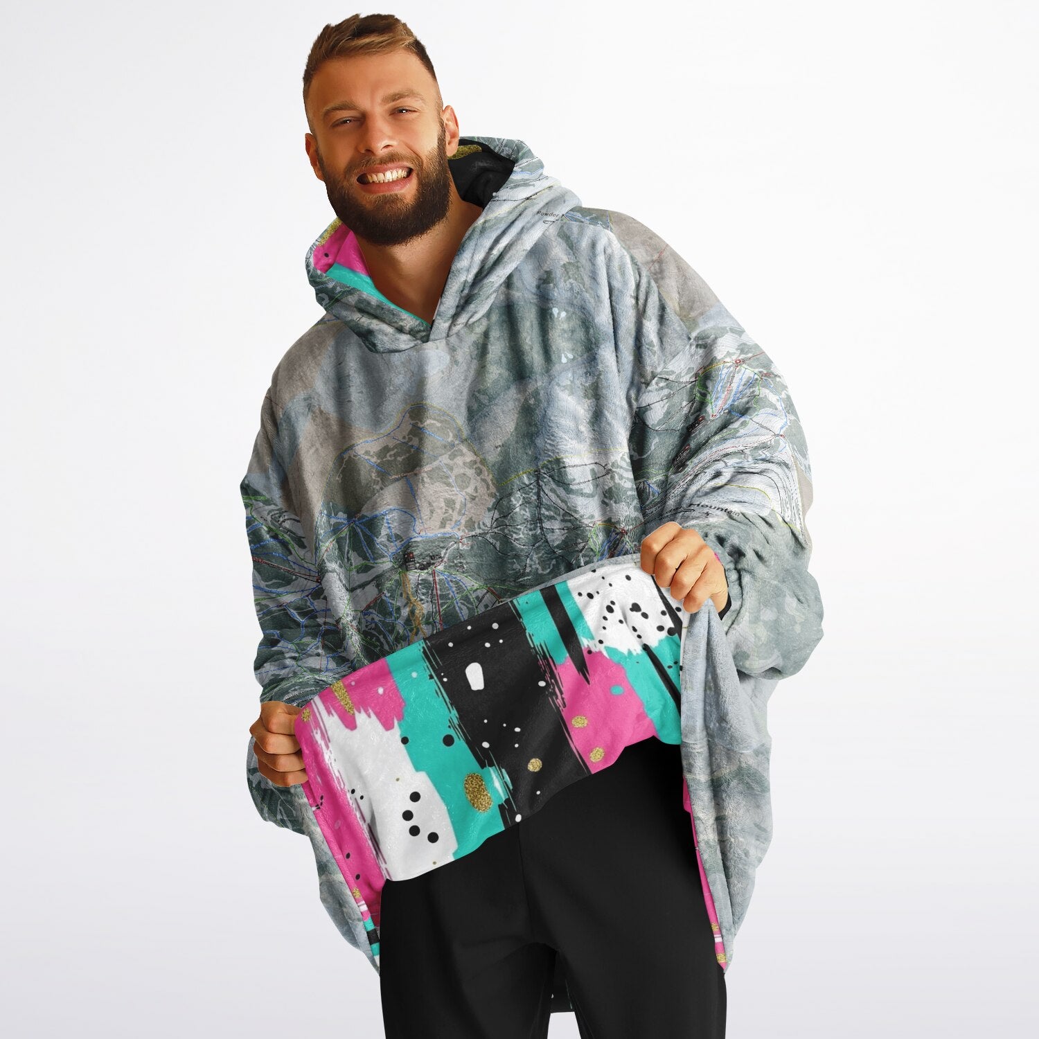 Powder Mountain, Utah Ski Resort Map Reversible Snug Hoodie