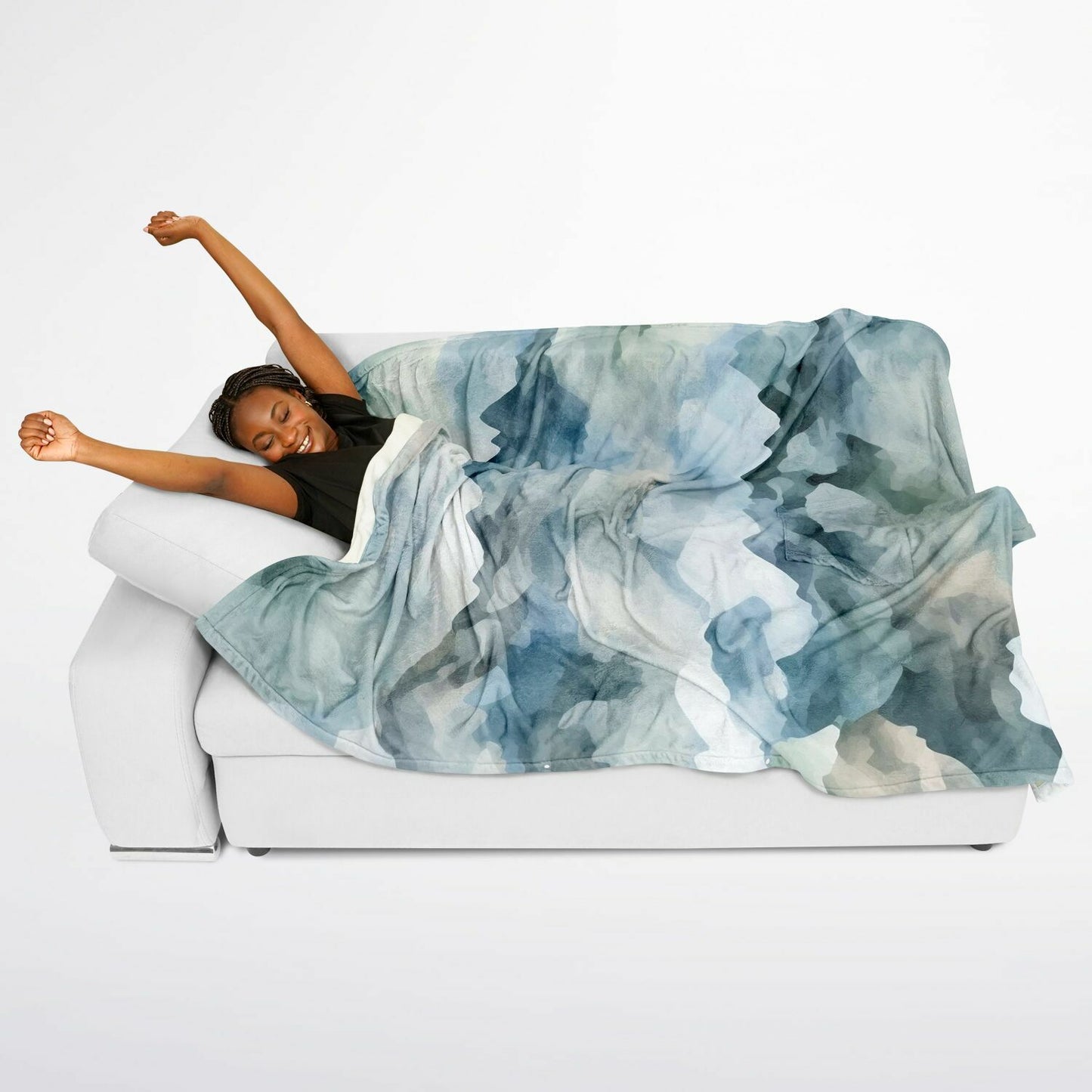 Watercolor Misty Mountain, Flannel Blanket Poncho