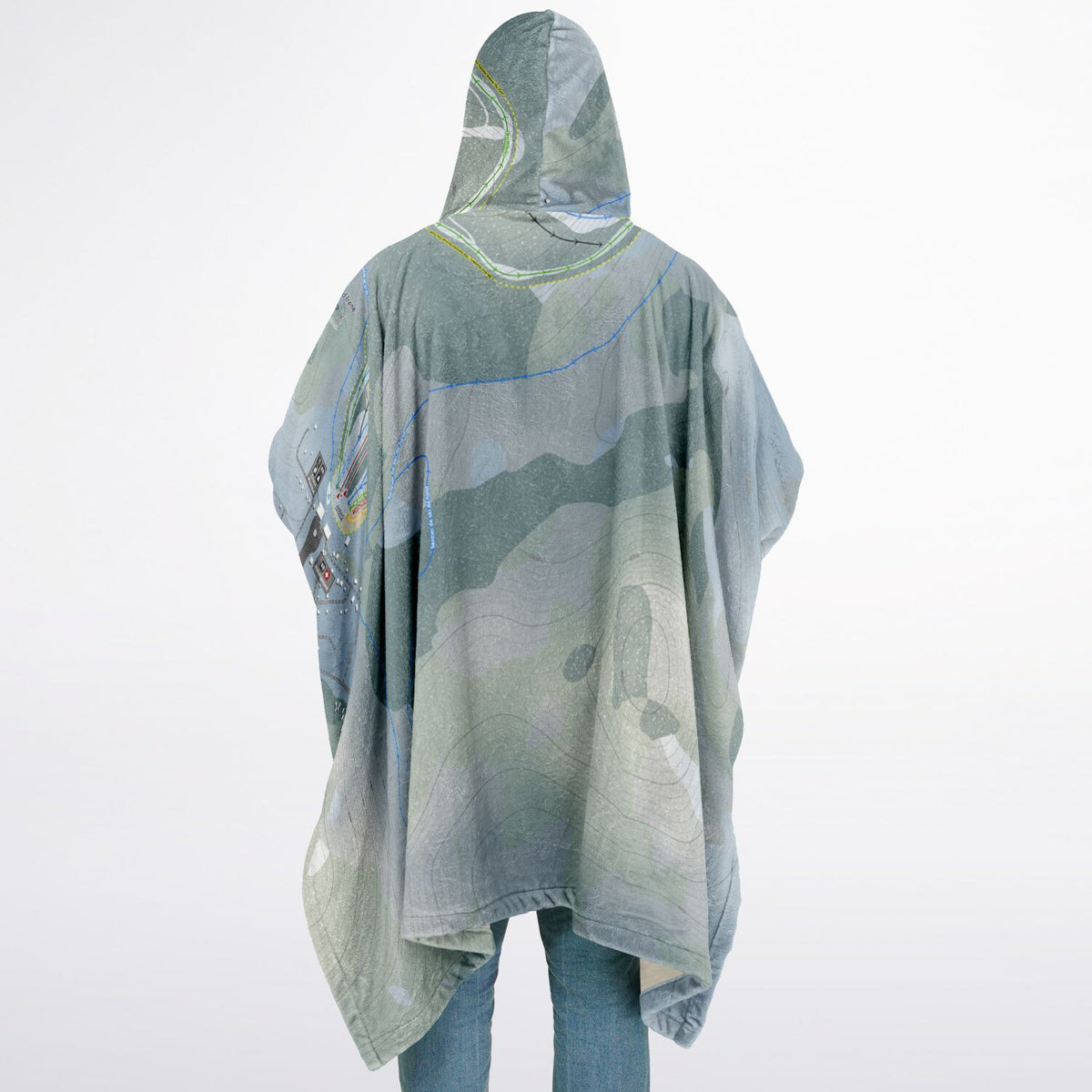 Val-dIrene, Quebec Ski Resort Map Flannel Blanket Poncho