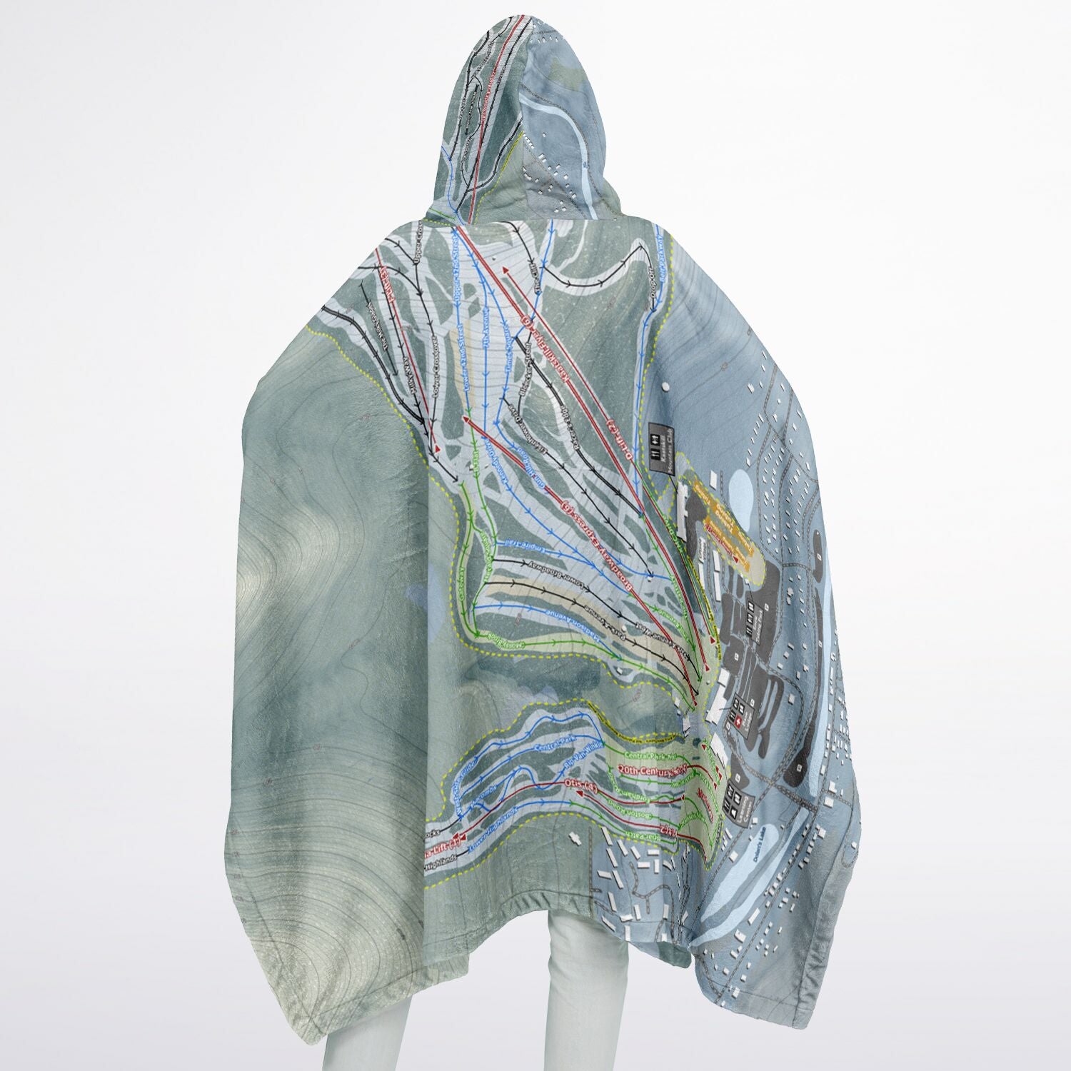 Hunter Mountain, New York Ski Resort Map Flannel Blanket Poncho