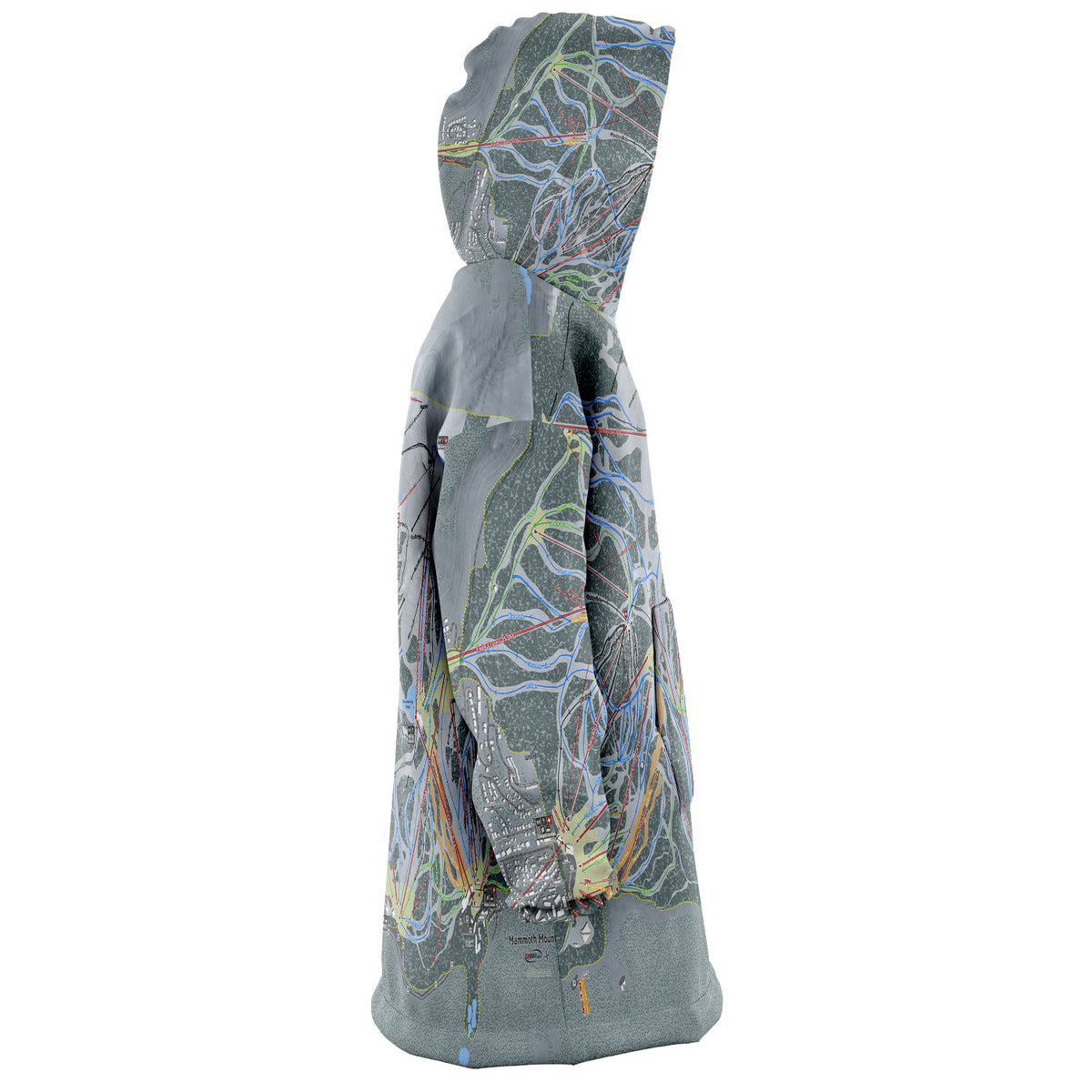 Mammoth Mtn, California Ski Trail Map - Snug Hoodie