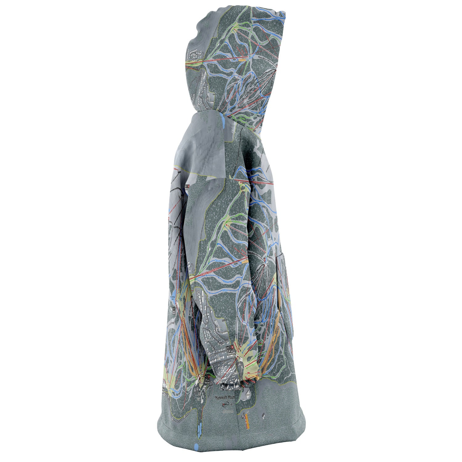 Mammoth Mtn, California Ski Trail Map - Snug Hoodie