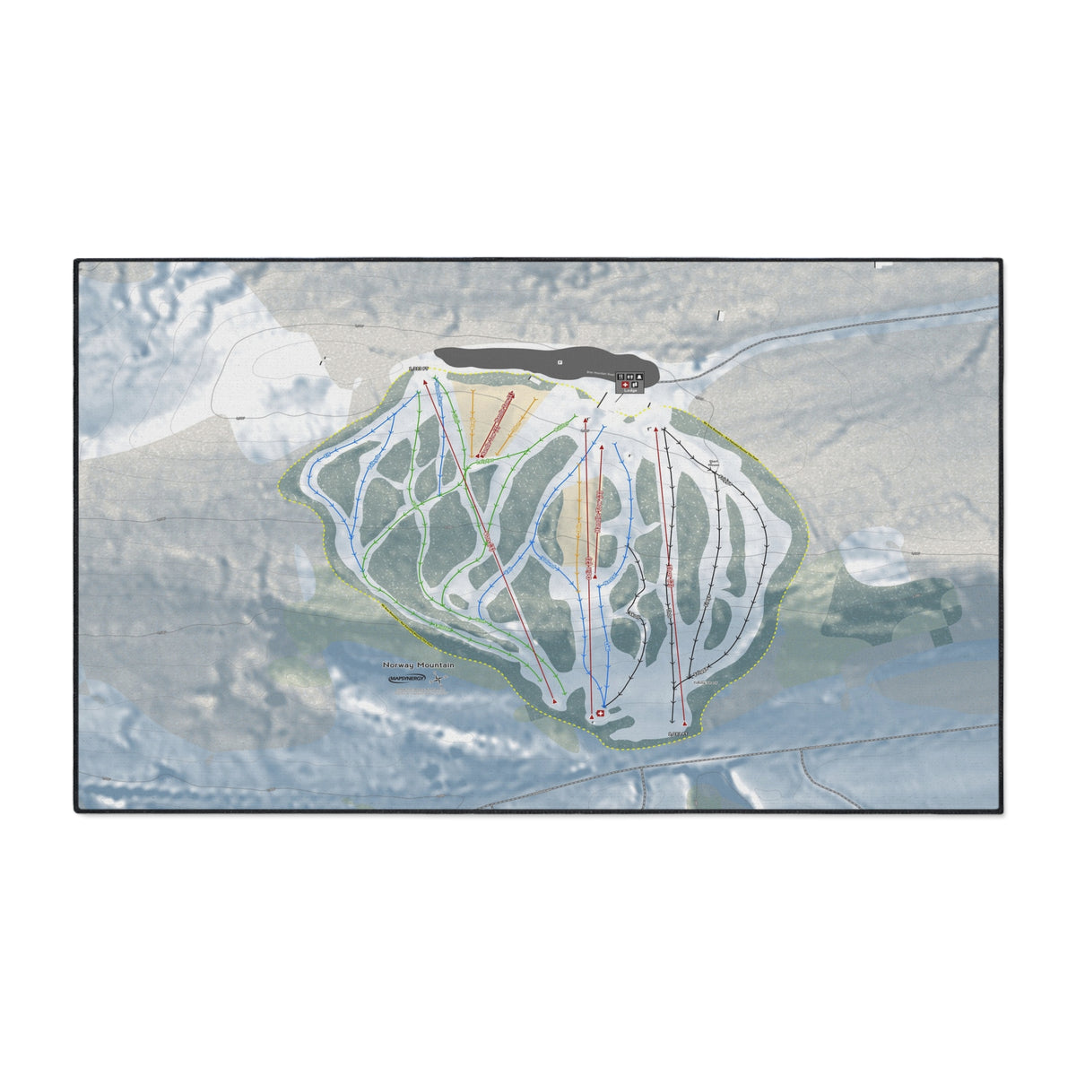 Norway Mountain, Michigan Ski Resort Map Heavy Duty Floor Mat