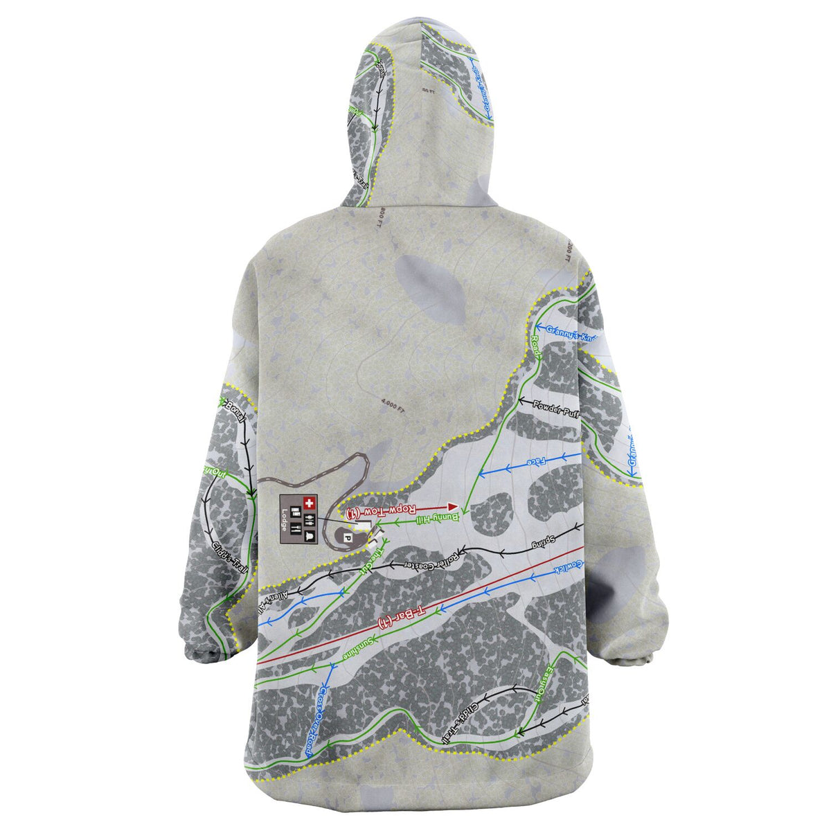 Bald Mountain, Idaho Ski Trail Map Snug Hoodie