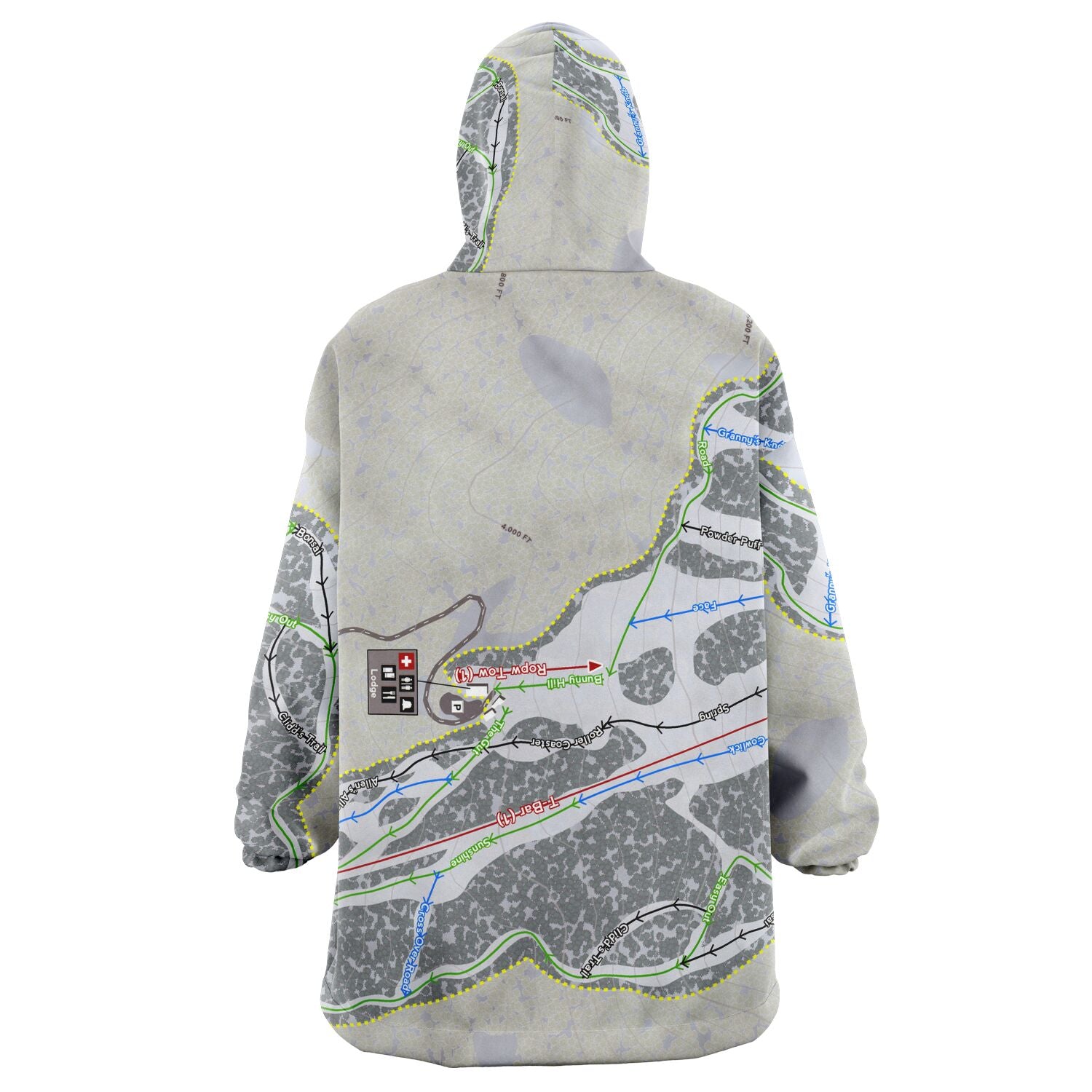 Bald Mountain, Idaho Ski Trail Map Snug Hoodie