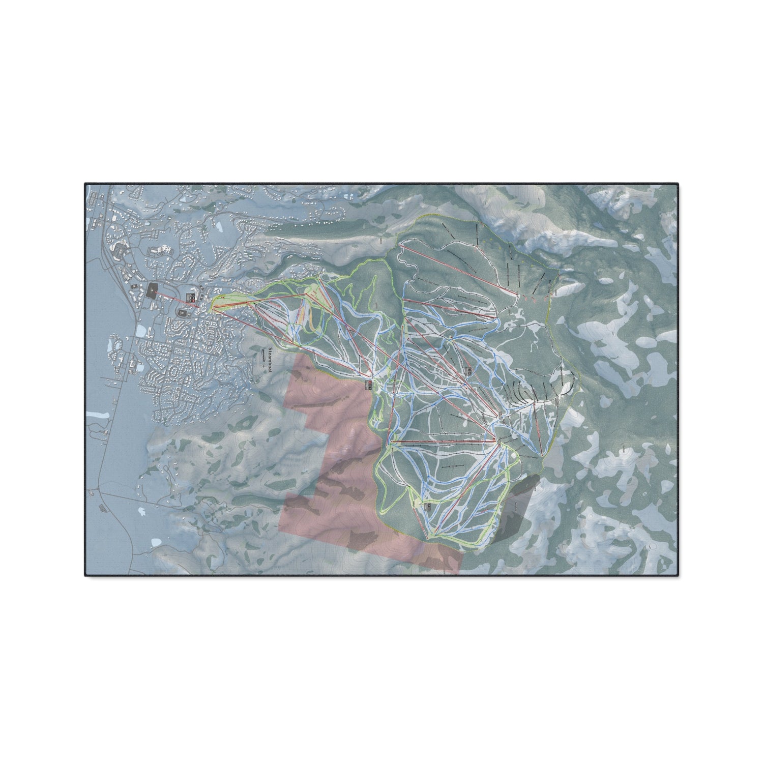 Steamboat, Colorado Ski Resort Map Heavy Duty Floor Mat