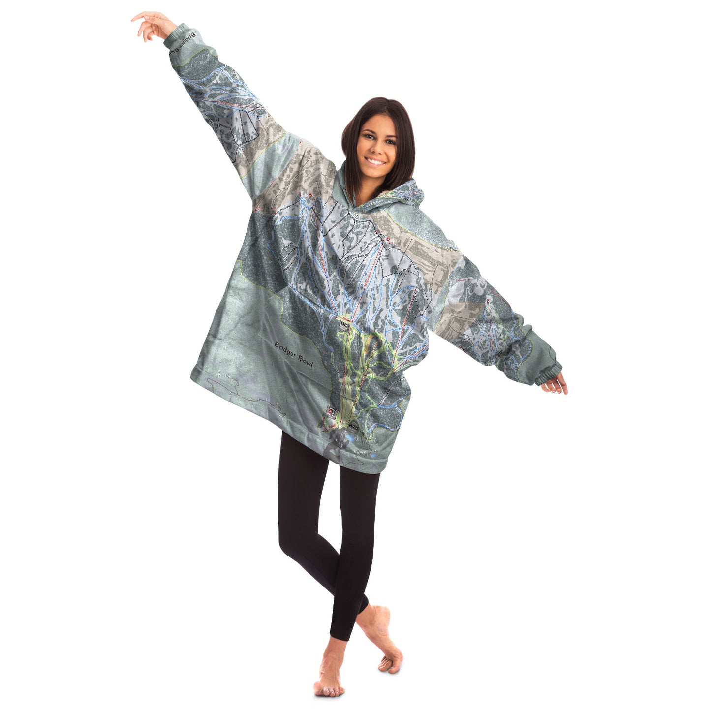 Bridger Bowl, Montana Ski Trail Map - Snug Hoodie