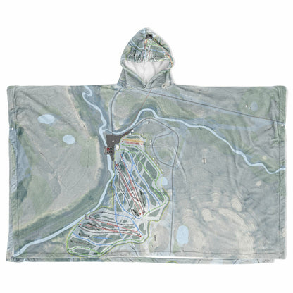 Snowriver Mountain, Michigan Ski Resort Map Flannel Blanket Poncho
