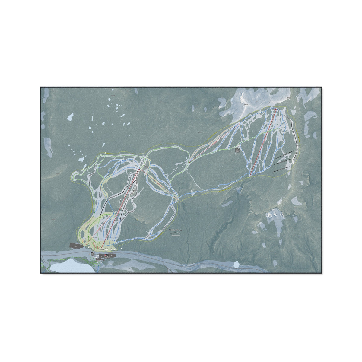 White Pass, Washington Ski Resort Map Heavy Duty Floor Mat