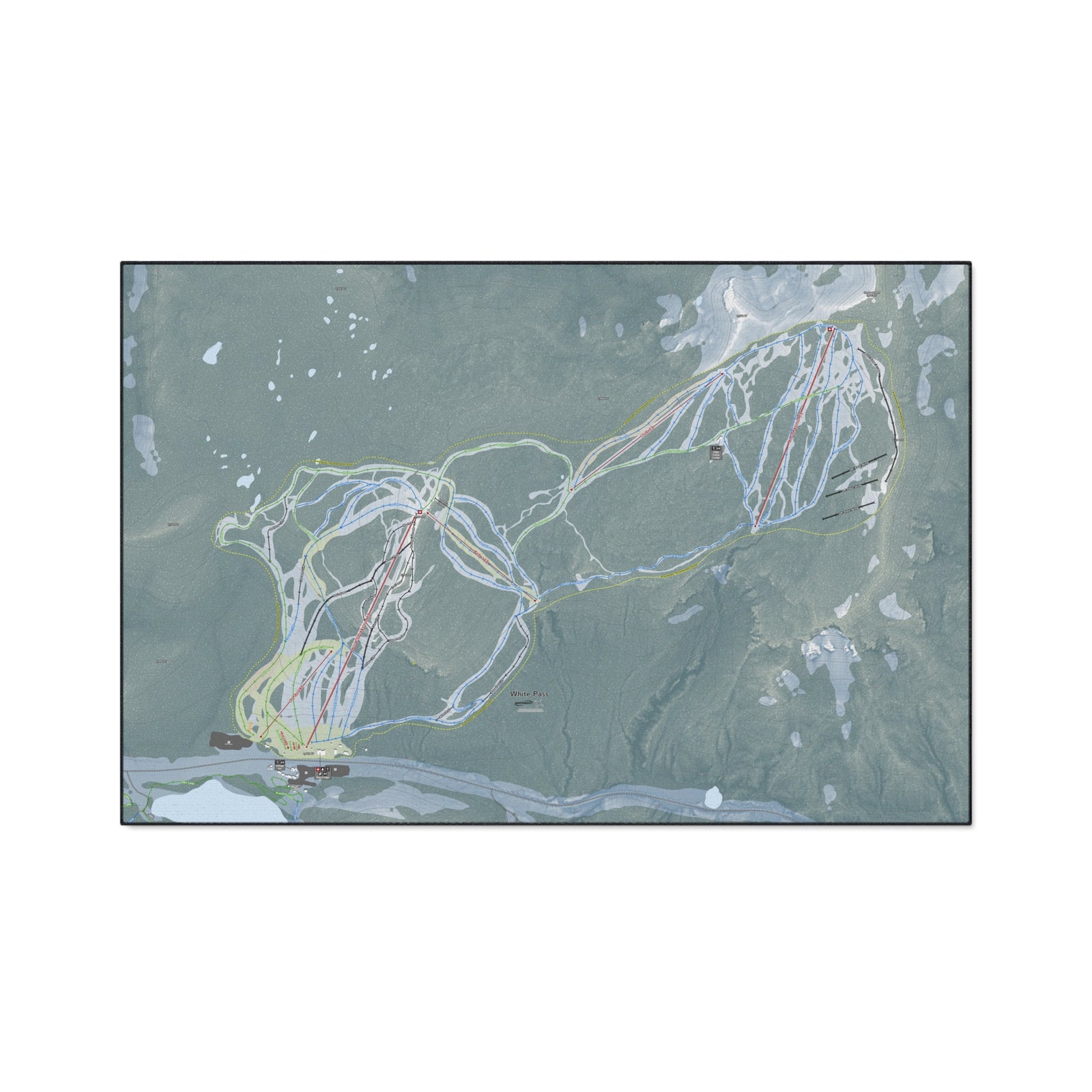 White Pass, Washington Ski Resort Map Heavy Duty Floor Mat