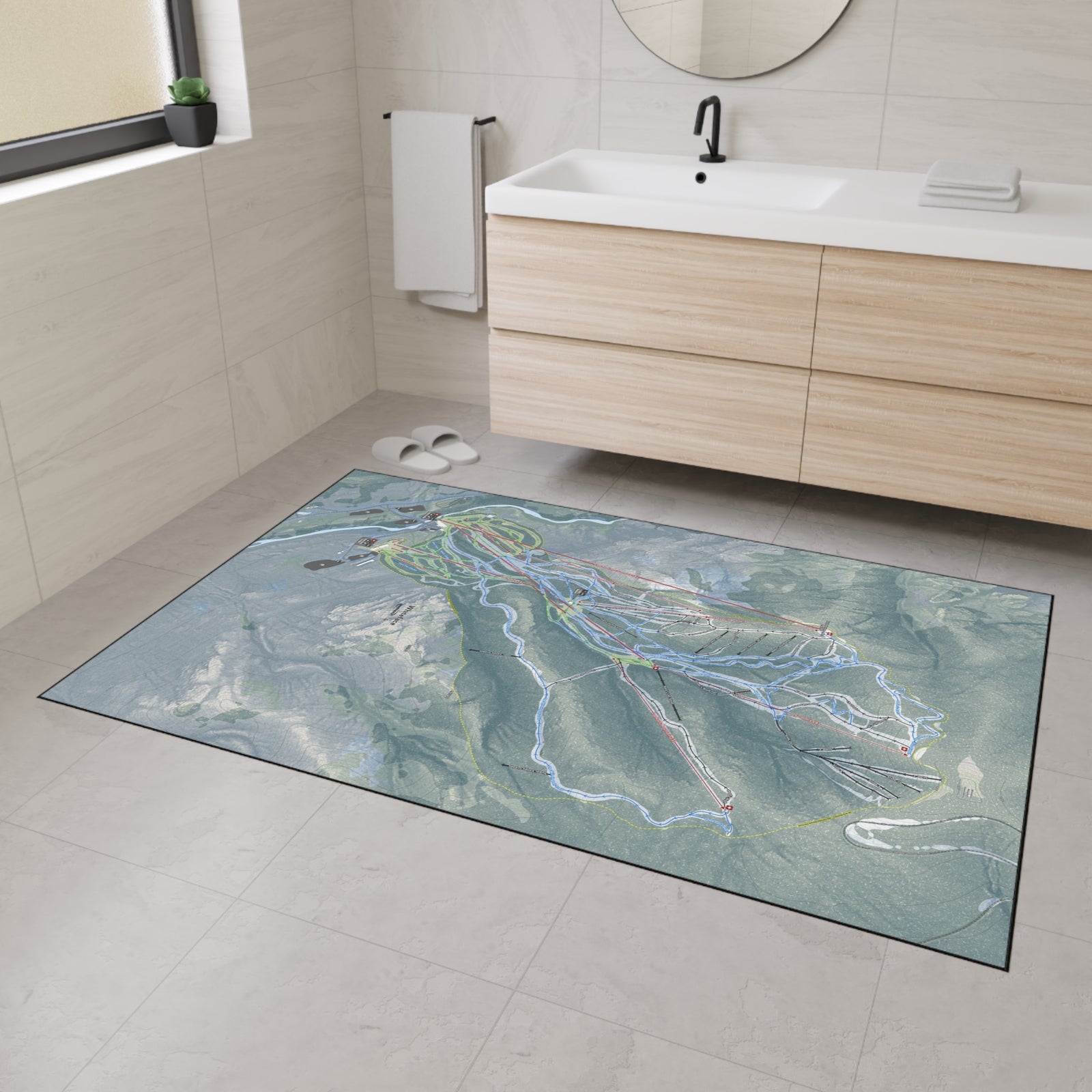 Whiteface Mountain, New York Ski Resort Map Heavy Duty Floor Mat
