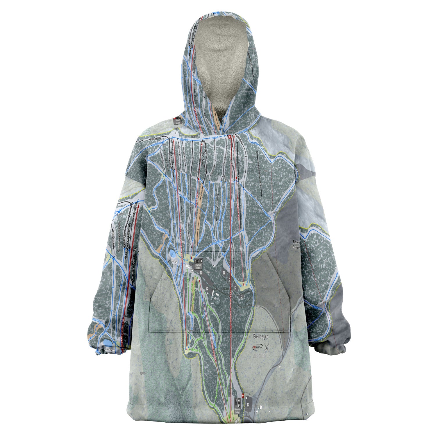 Belleayre Resort, New York Ski Trail Map Snug Hoodie