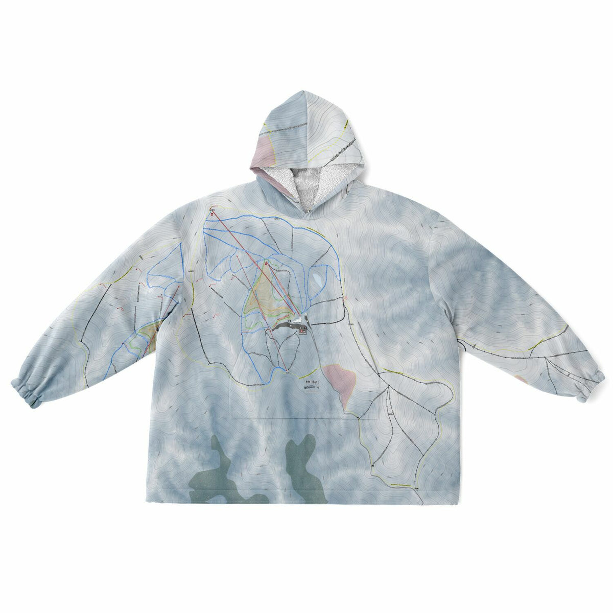 Mt Hutt, New Zealand Ski Trail Map - Snug Hoodie