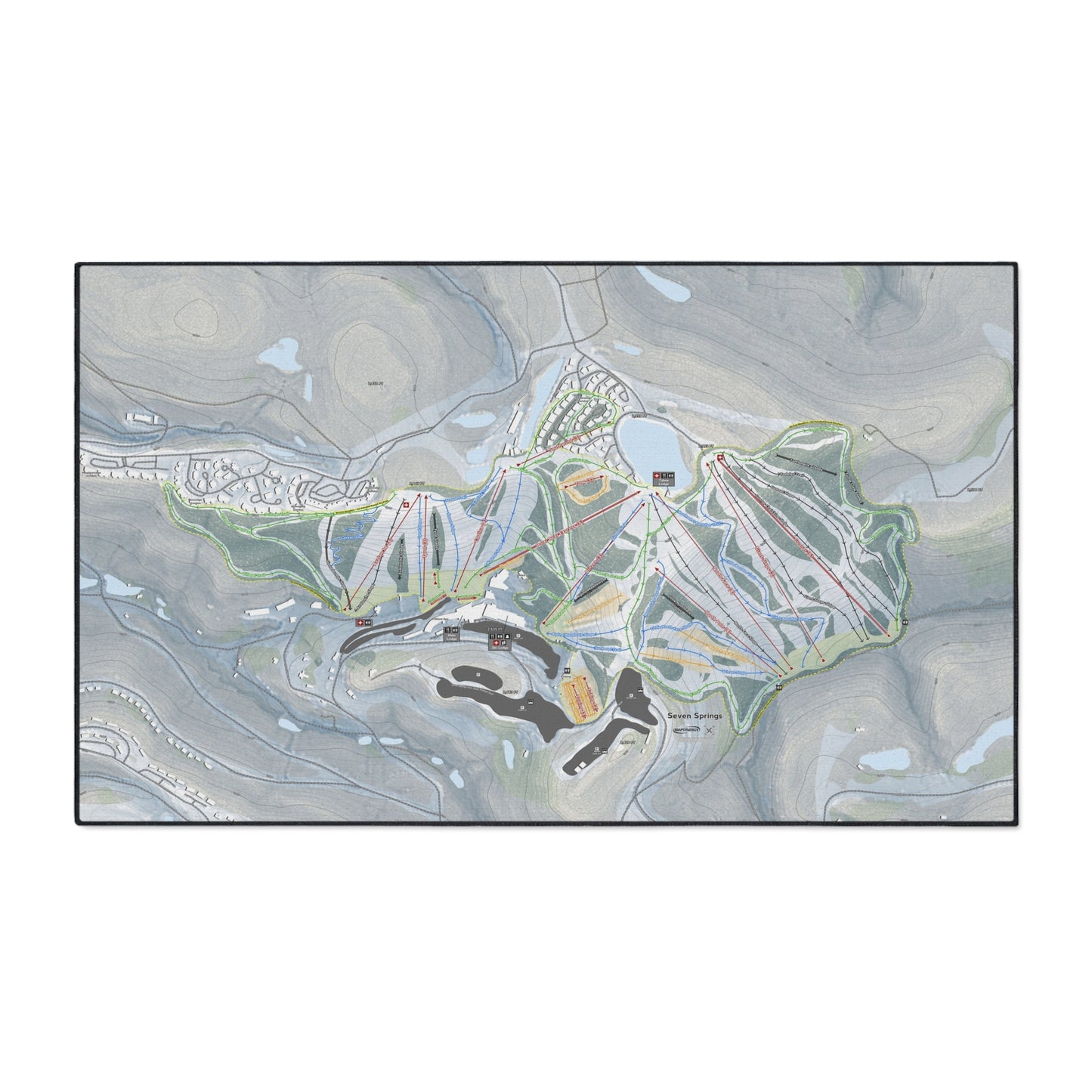 Seven Springs, Pennsylvania Ski Resort Map Heavy Duty Floor Mat
