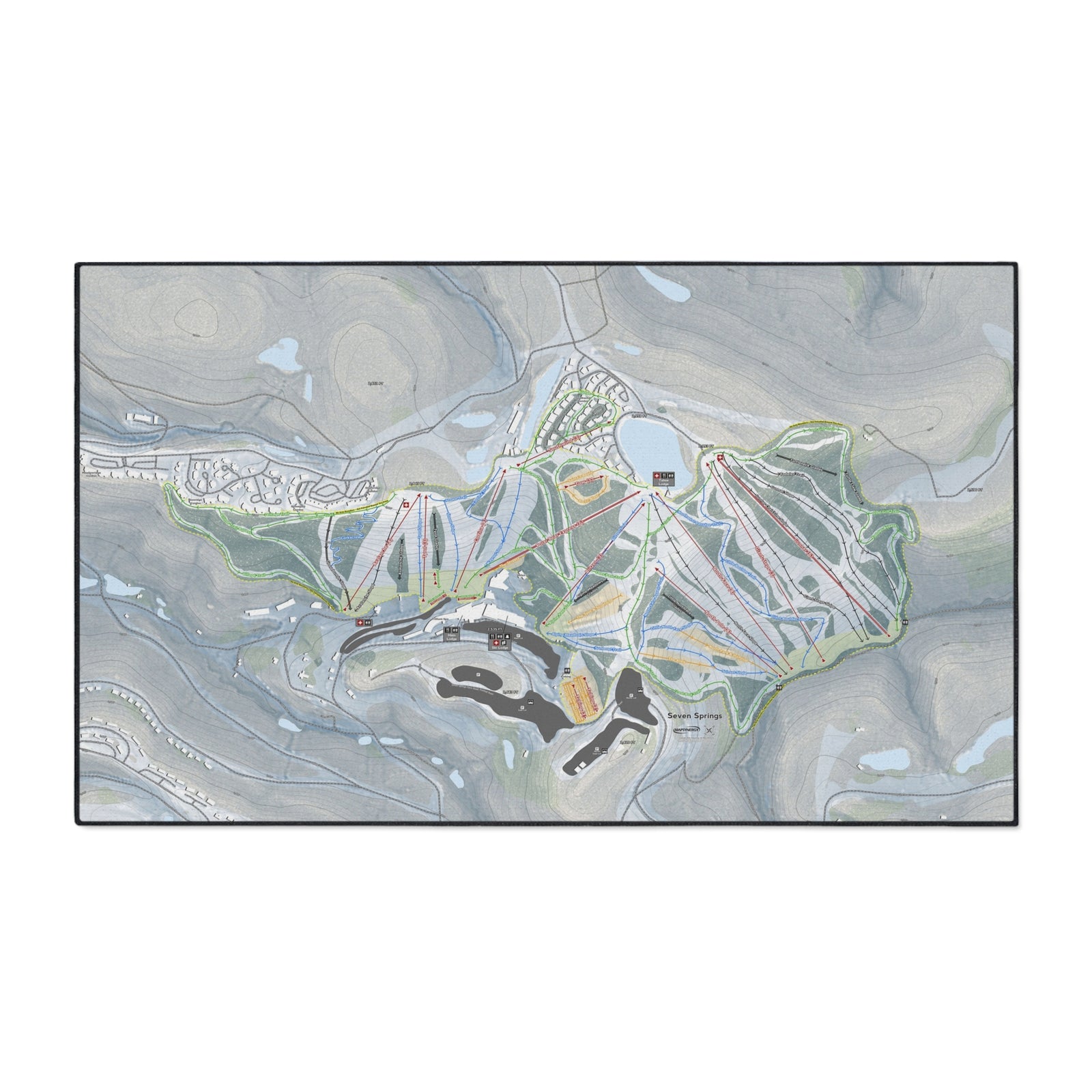 Seven Springs, Pennsylvania Ski Resort Map Heavy Duty Floor Mat