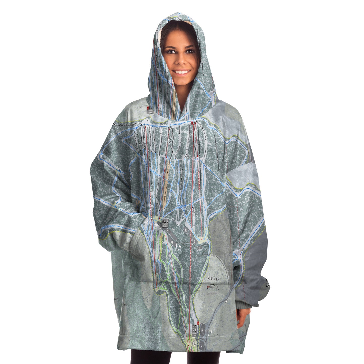 Belleayre Resort, New York Ski Trail Map Snug Hoodie