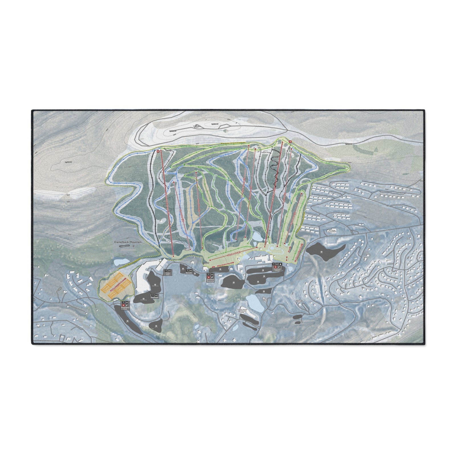 Camelback Mountain, Pennsylvania Ski Resort Map Heavy Duty Floor Mat
