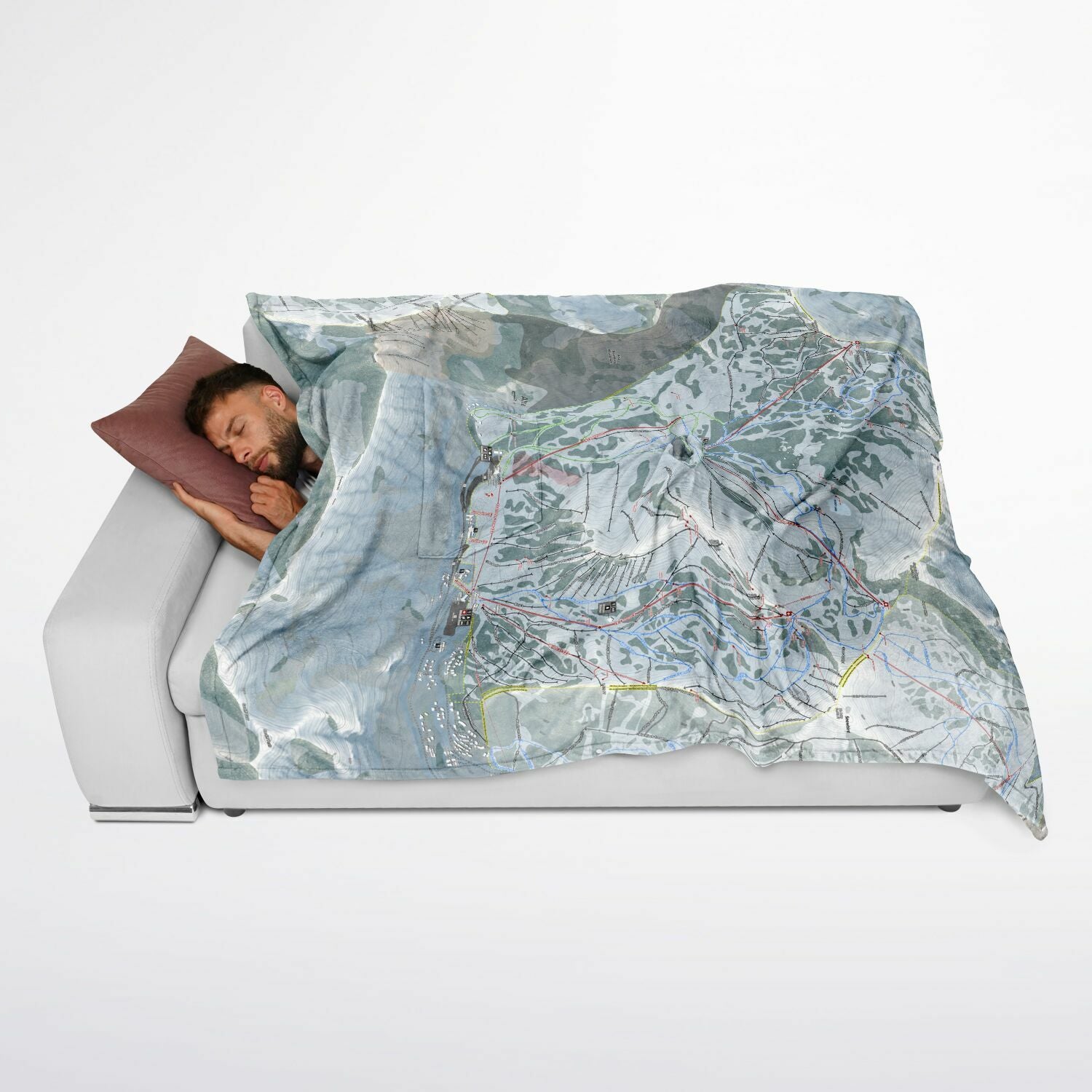 Alta, Utah Ski Resort Map Flannel Blanket Poncho