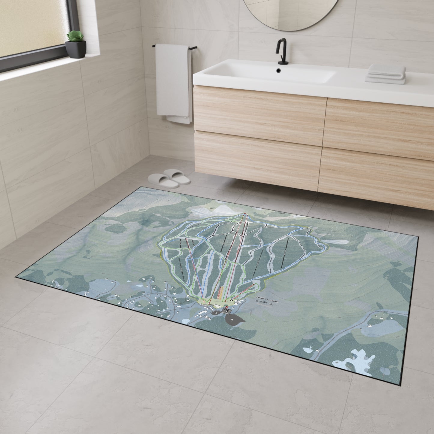 Magic Mountain, Vermont Ski Resort Map Heavy Duty Floor Mat