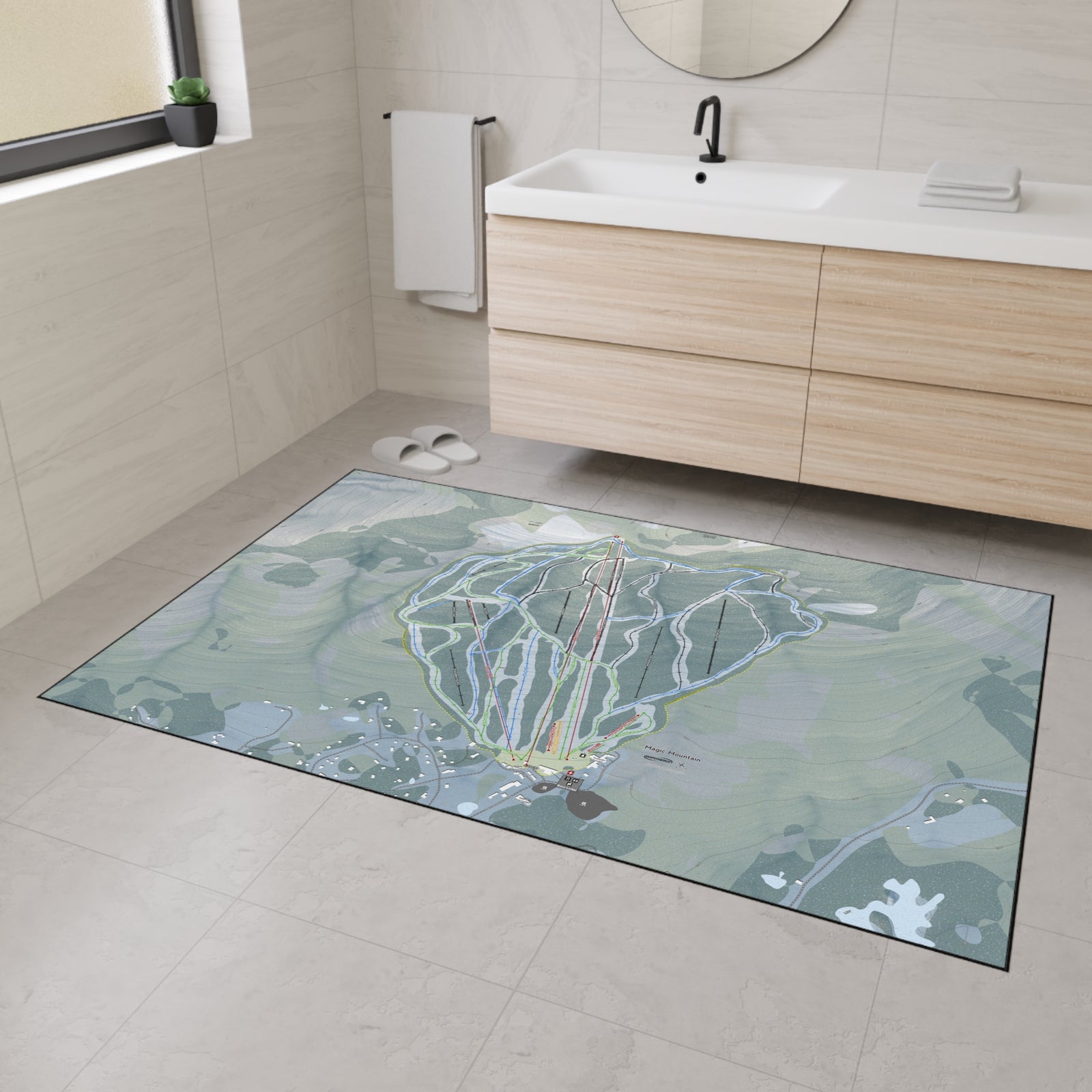 Magic Mountain, Vermont Ski Resort Map Heavy Duty Floor Mat