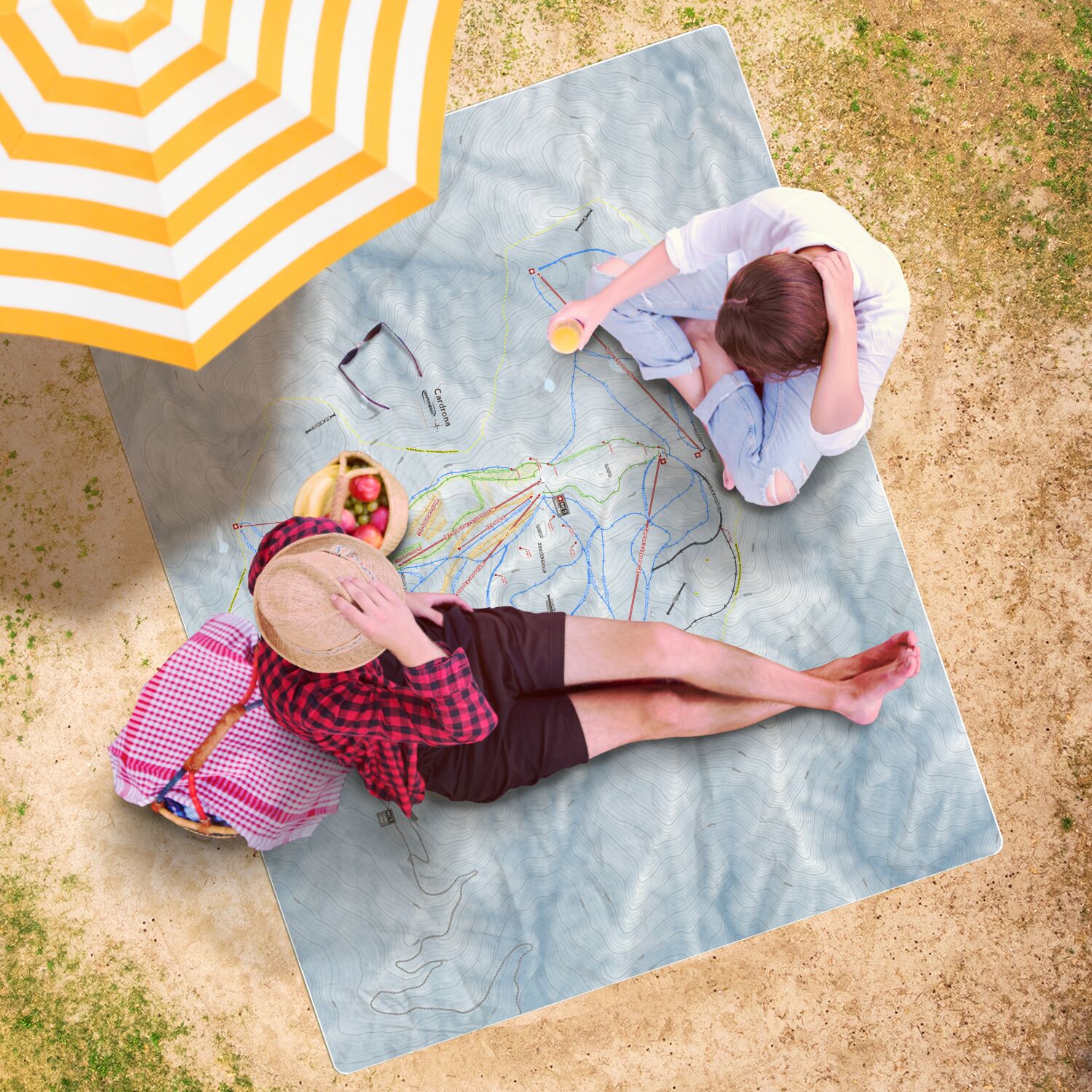 Cardrona , New Zealand Ski Resort Map Printed Beach Towel