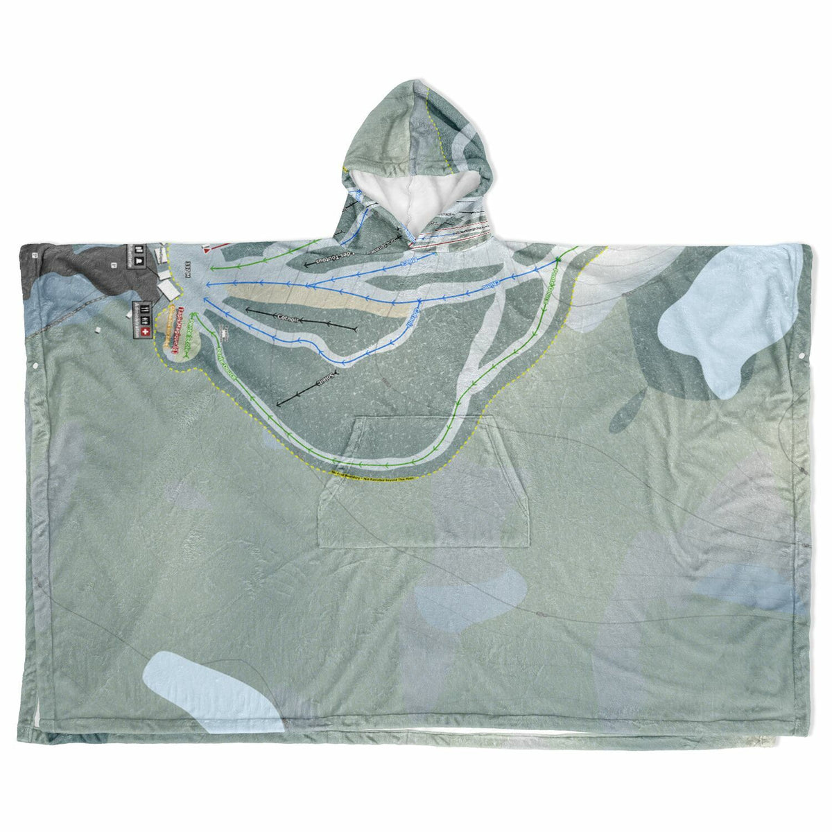 Kanasuta, Quebec Ski Resort Map Flannel Blanket Poncho
