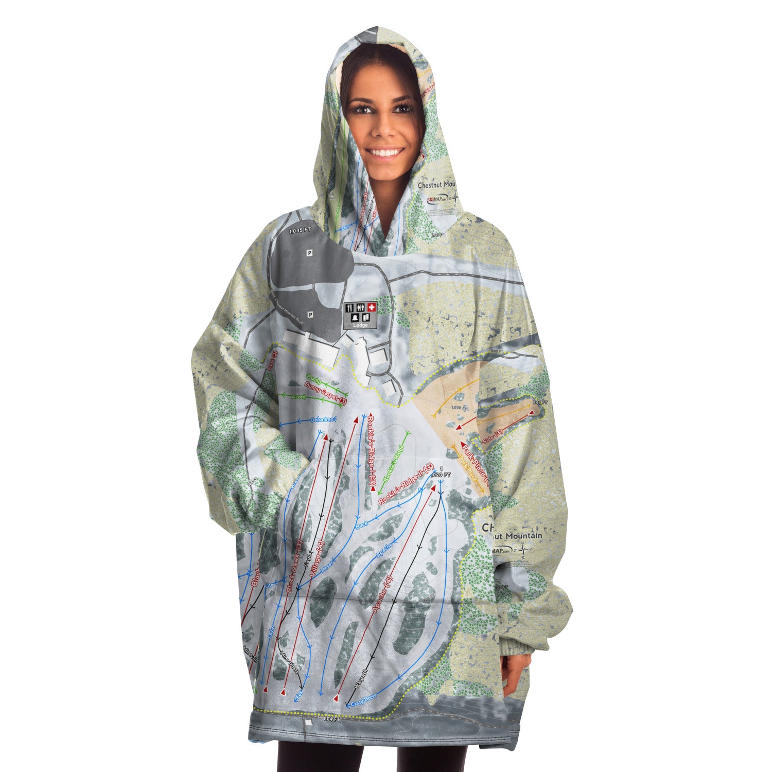 Chestnut Mountain, Illinois Ski Trail Map - Snug Hoodie