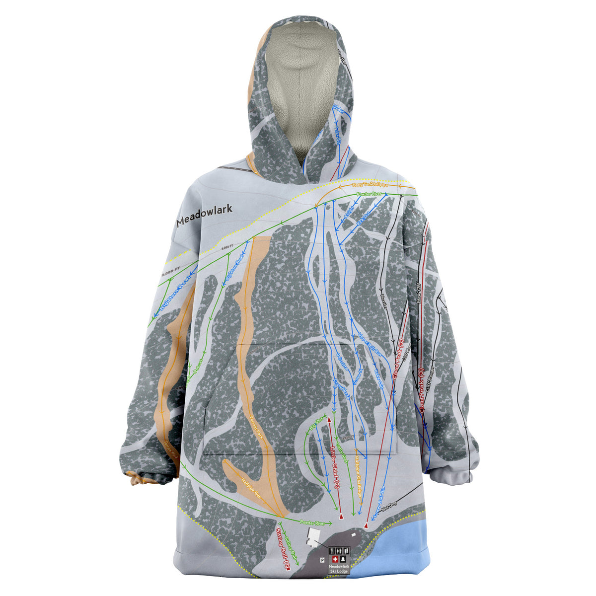 Meadowlark, Wyoming Ski Trail Map Snug Hoodie