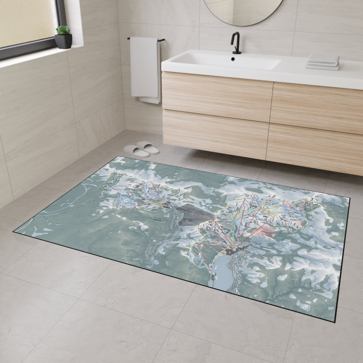 Palisades Tahoe, California Ski Resort Map Heavy Duty Floor Mat