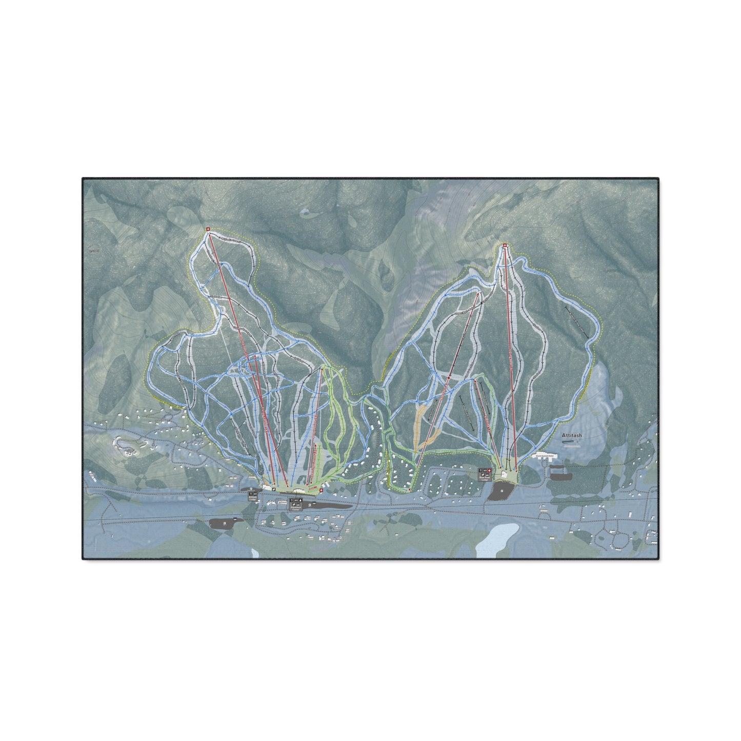 Attitash Mountain, New Hampshire Ski Resort Map Heavy Duty Floor Mat