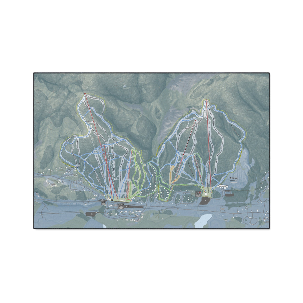 Attitash Mountain, New Hampshire Ski Resort Map Heavy Duty Floor Mat