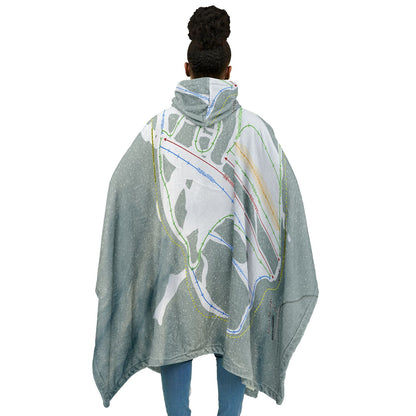 Spout Springs, Oregon Ski Resort Map Flannel Blanket Poncho