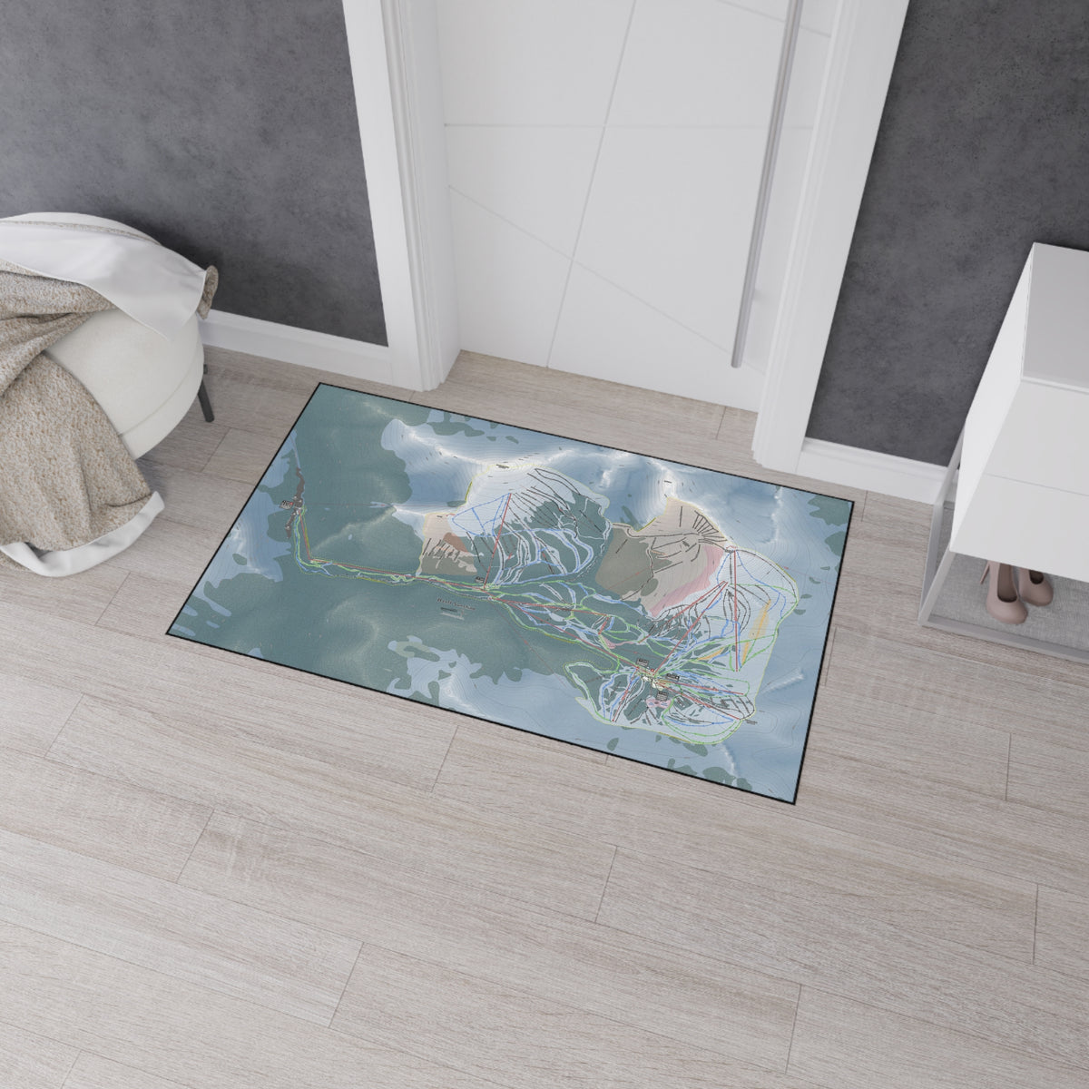 Banff Sunshine, Alberta Ski Resort Map Heavy Duty Floor Mat