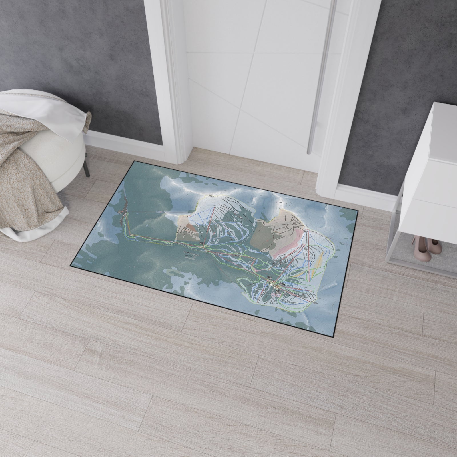 Banff Sunshine, Alberta Ski Resort Map Heavy Duty Floor Mat