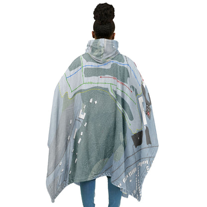 Val Bialas Ski Center, New York Ski Resort Map Flannel Blanket Poncho
