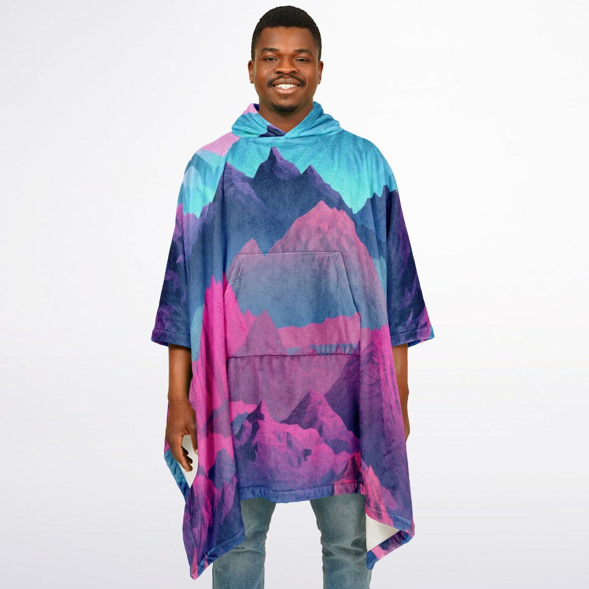 Abstract Geometric Mountains, Flannel Blanket Poncho