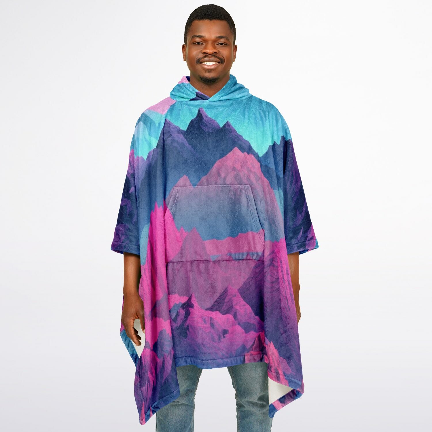 Abstract Geometric Mountains, Flannel Blanket Poncho