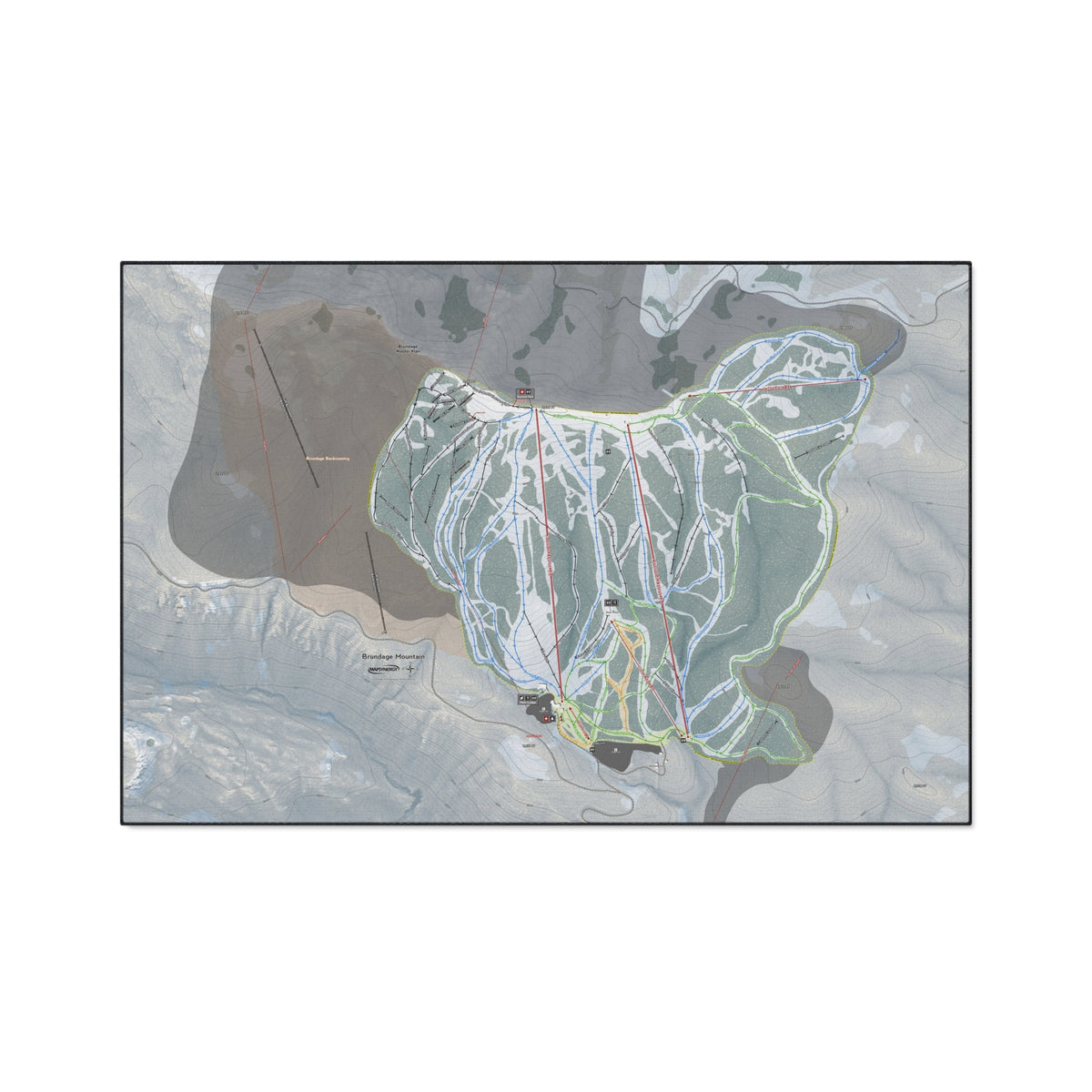 Brundage Mountain, Idaho Ski Resort Map Heavy Duty Floor Mat
