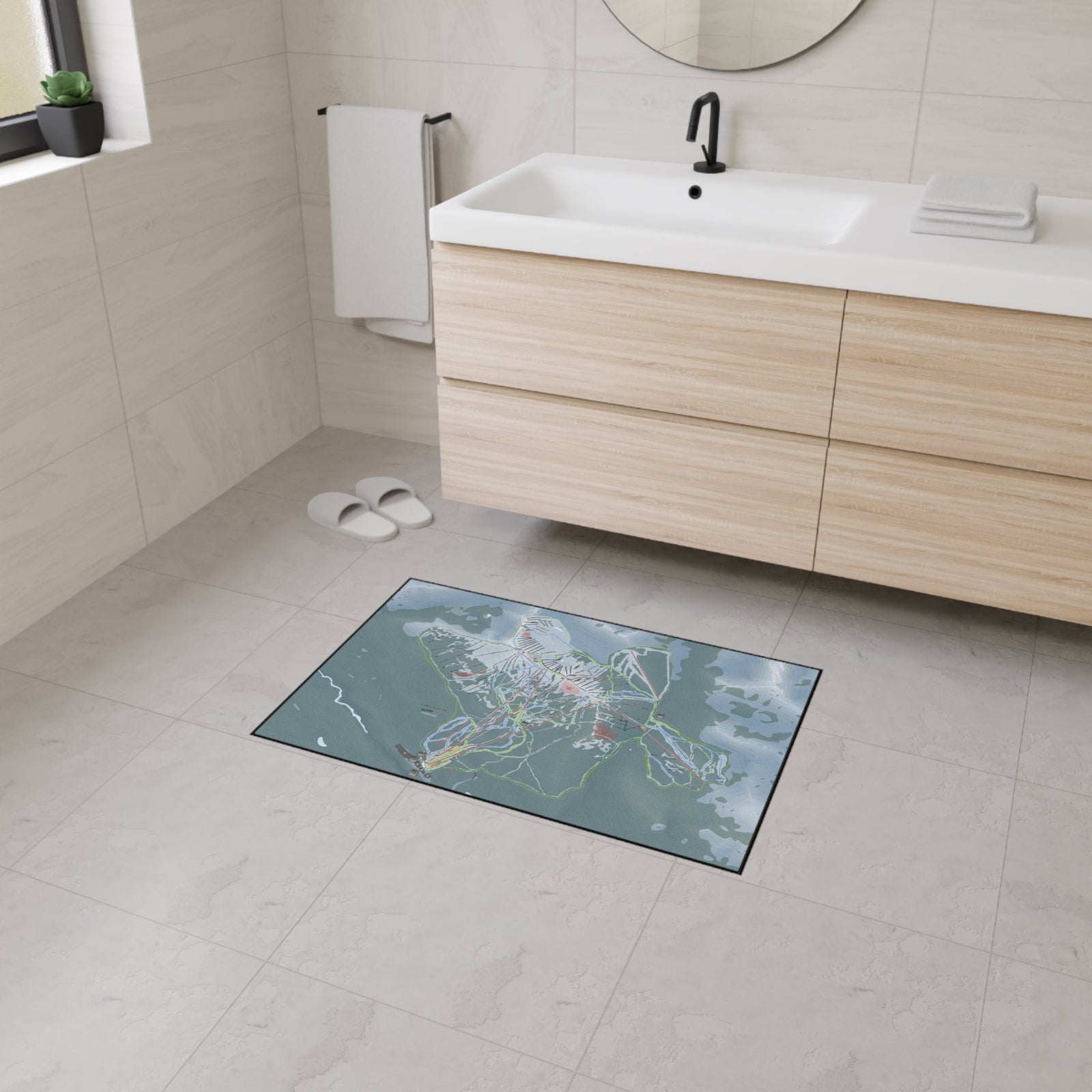 Lake Loiuse, Alberta Ski Resort Map Heavy Duty Floor Mat