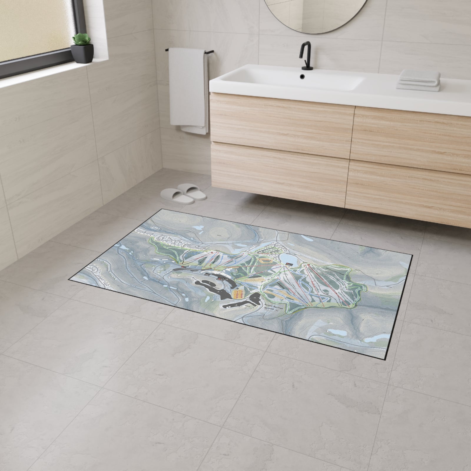 Seven Springs, Pennsylvania Ski Resort Map Heavy Duty Floor Mat