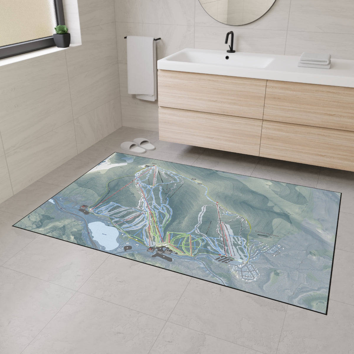 Cannon Mountain, New Hampshire Ski Resort Map Heavy Duty Floor Mat