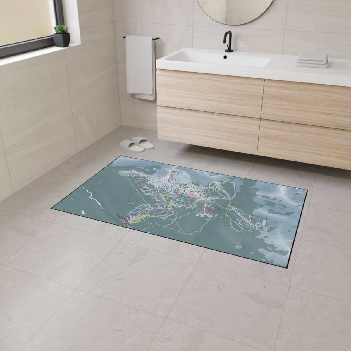 Lake Loiuse, Alberta Ski Resort Map Heavy Duty Floor Mat