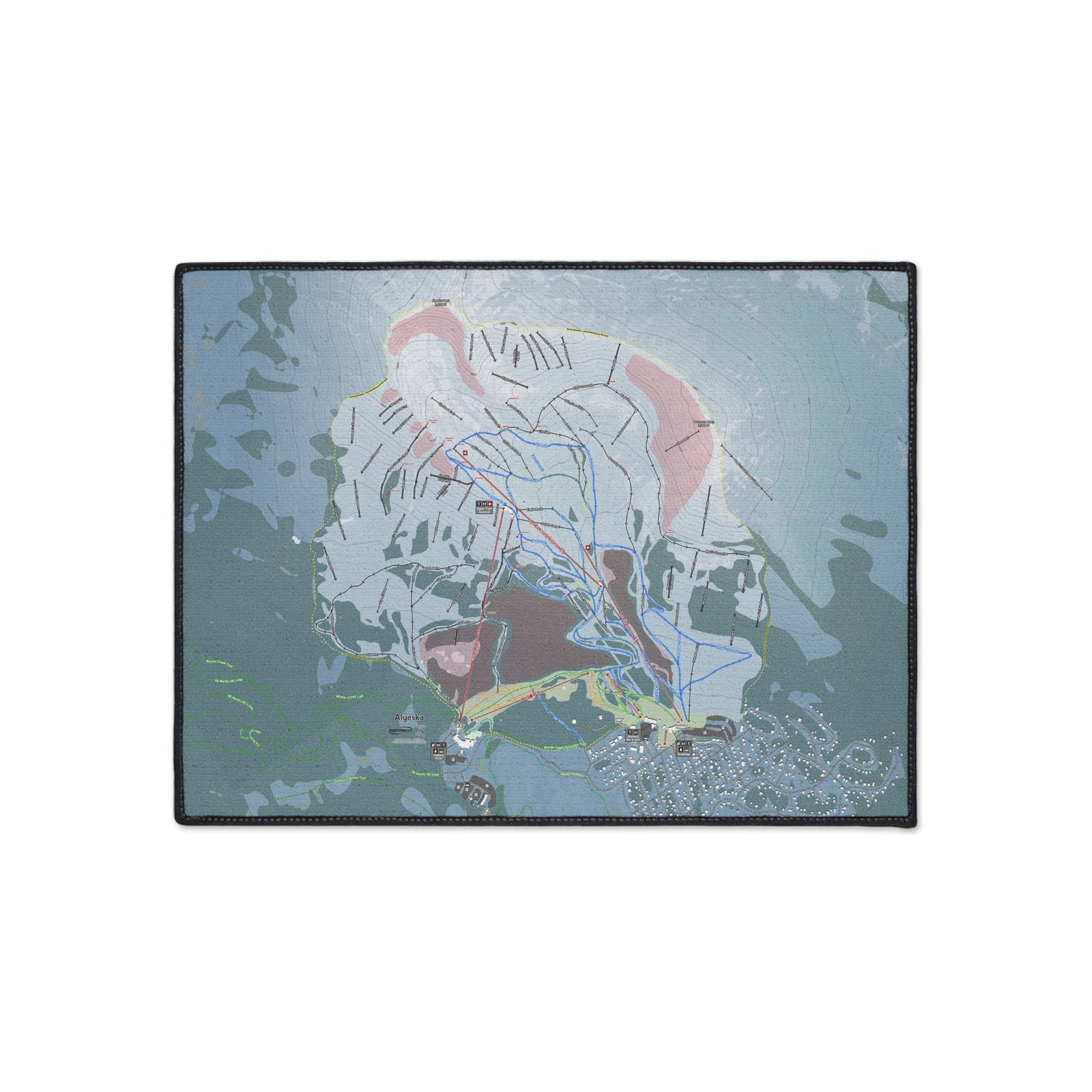 Alyeska, Alaska Ski Resort Map Heavy Duty Floor Mat